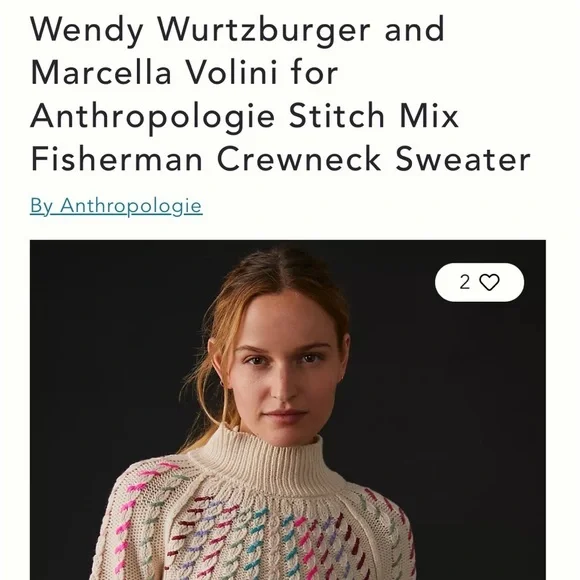 Anthropologie Wendy Wurtzburger Stitch Mix Fisherman Crewneck Sweater Small NWT - Picture 2 of 16